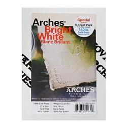 Arches 22 inch X 30 inch Cold Press Watercolor Paper (5 Sheet) (Bright white 22 inches x 30 inchesPaper weight: 140 pounds Sheets: 5 sheetsFinish: Cold pressColor: Bright white )