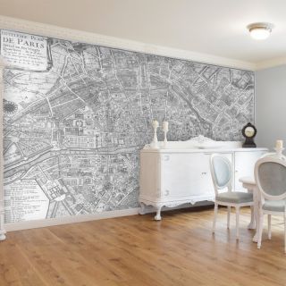 Swag Paper Map of 1705 Huitieme plan de Paris Self Adhesive Wallpaper Black &