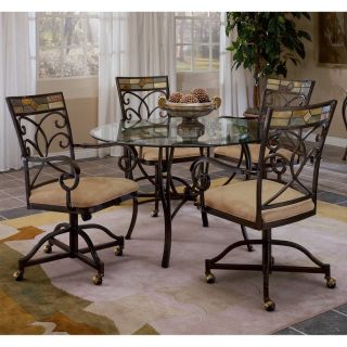 Hillsdale Pompei Caster Dining Chair   Set of 2   Black Gold & Slate Mosaic  