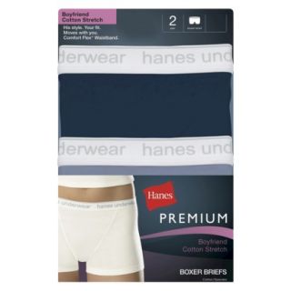 Hanes Womens Premium 3 Pack Boyfriend Cotton Boxer Brief CM49AS   Assorted