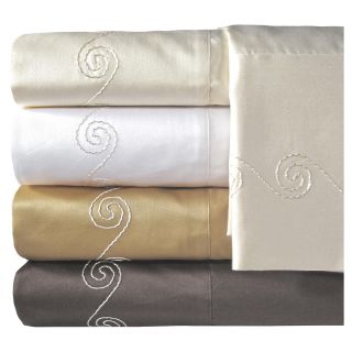 American Heritage 800tc Egyptian Cotton Sateen Embroidered Sheet Set, Ivory