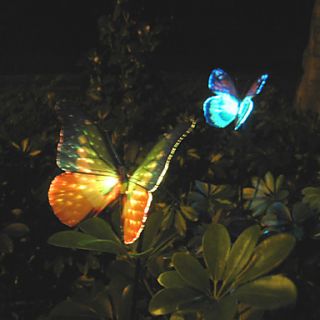 2PCS Color Changing LED Solar Powered Garden Lamp In Butterfly Design