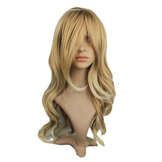 High Quality Synthetic Japanese Kanekalon Flaxen Long Wavy Synthetic Hair Capless Wig