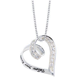 Sterling Silver Follow Your Heart Pendant, Womens