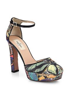 Valentino Butterfly Print Leather Pumps  