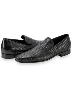 Paul Fredrick Mens Italian Woven Leather Loafer Shoe