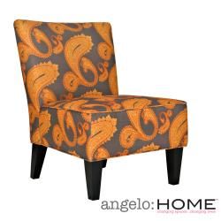 Angelohome Davis Desert Sunset Brown Paisley Armless Chair