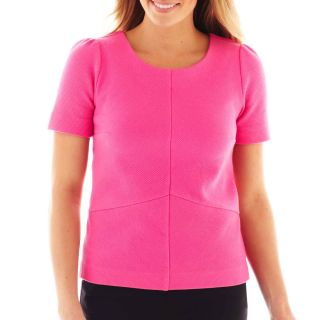 Worthington Short Sleeve Textured Top, Pink