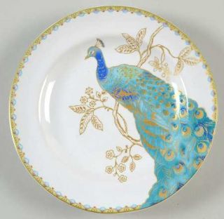 222 Fifth (PTS) Peacock Garden Appetizer Plate, Fine China Dinnerware   Turquois