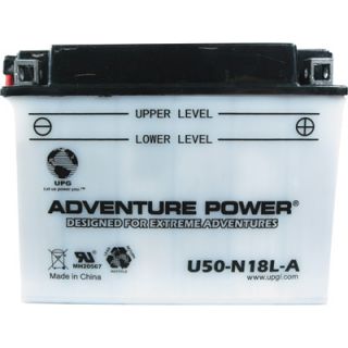 UPG Flooded Cell Motorcycle Battery   12V, 20 Amps, Model# U50 N18L A