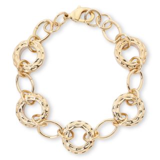 LIZ CLAIBORNE Gold Tone, Textured Ring Flex Bracelet, Yellow