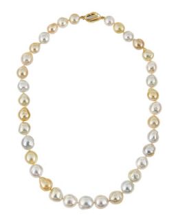 Baroque South Sea Pearl Necklace, Gold/White