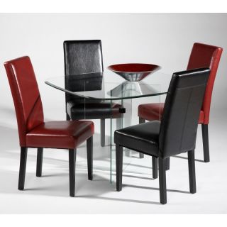 Chintaly X Base 5 piece Squared Glass Dining Table Set Multicolor   CTY501