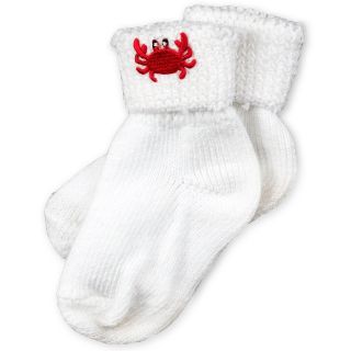 White Cotton Socks with Crab Applique