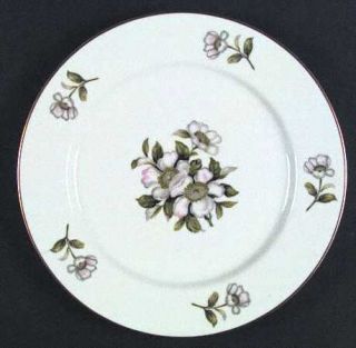 Puritan (Japan) Janet Dinner Plate, Fine China Dinnerware   White Flowers W/Gray