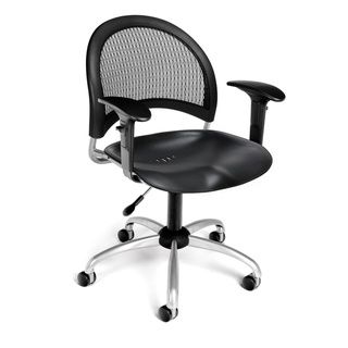 Moon Series Plastic Task Arm Chair (BlackWeight capacity 250 poundsDimensions 33 37 inches high x 21 inches wide x 23 inches deepSeat dimensions 18 inches high x 17 inches wideBack size 19 inches high x 16 inches wideAssembly required. )