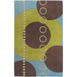 Hand tufted Contemporary Multi Colored Geometric Circles Mayflower Wool Abstract Rug (9 X 12)