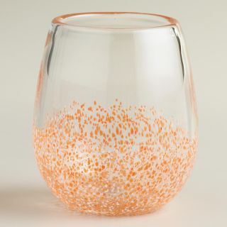Orange Confetti Stemless Wine Glasses, Set of 4   World Market