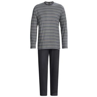 Calida Dune Pure Cotton Pajamas   Single Jersey  Long Sleeve (For Men)   ONYX (2XL )