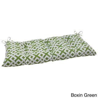 Pillow Perfect Outdoor Boxin Tufted Loveseat Cushion (100 percent Spun PolyesterFill material: 100 percent Polyester FiberSuitable for indoor/outdoor use. Closure: Sewn Seam ClosureUV Protection: Yes Weather Resistant: Yes Care instructions: Spot Clean or
