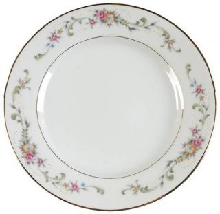 Ranmaru Limoge Bread & Butter Plate, Fine China Dinnerware   Floral Garland, Gra