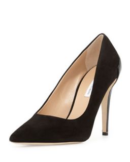 Betty Suede Combo Pointy Toe Pump, Black