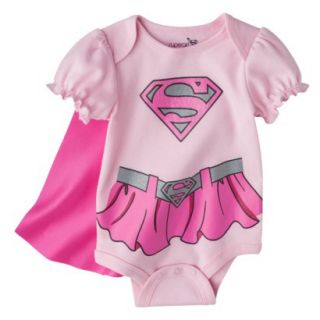 Superman Newborn Girls Supergirl Caped Bodysuit   Pink 3 6 M