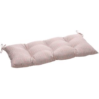 Pillow Perfect Grey/ Orange Geometric Tufted Outdoor Loveseat Cushion (Grey/orangeMaterials: 100 percent polyesterFill: 100 percent virgin polyester fiber fillClosure: Sewn seamWeather resistant: YesUV protection: YesCare instructions: Spot cleanDimension