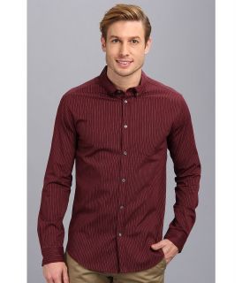 Elie Tahari Steve Shirt   Mixed Media Stripe Mens Long Sleeve Button Up (Brown)