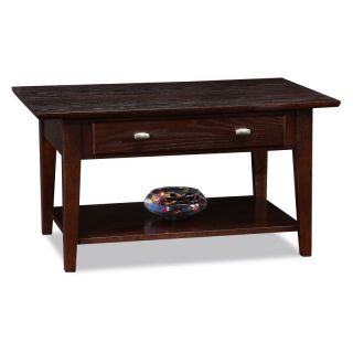 Leick Rectangle Chocolate Oak Wood Coffee Table with Storage Multicolor   10070 