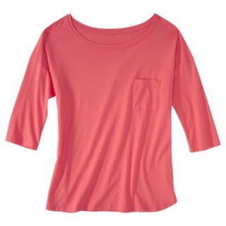 Pure Energy Womens Plus Size 3/4 Sleeve w/pocket Top   Coral 2X