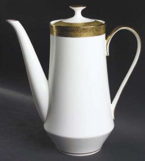 Mikasa Harrow Coffee Pot & Lid, Fine China Dinnerware   Bone China, Gold Encrust