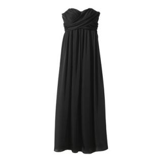 TEVOLIO Womens Satin Strapless Maxi Dress   Ebony   10