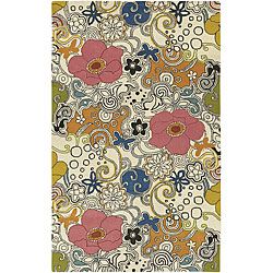 Hand tufted Contemporary Multi Colored Floral Genesis Collection New Zealand Wool Rug (33 X 53) (MultiPattern: FloralMeasures 0.625 inch thickTip: We recommend the use of a non skid pad to keep the rug in place on smooth surfaces.All rug sizes are approxi