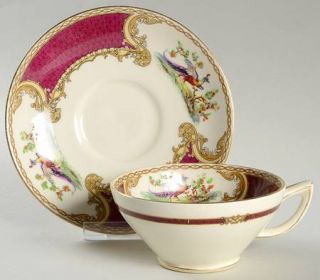 Myott Staffordshire Chelsea Bird Red Footed Cup & Saucer Set, Fine China Dinnerw