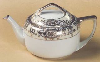 Noritake 175 Teapot & Lid, Fine China Dinnerware   Gold Flowers & Scroll Decorat