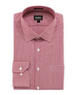 Regular Finish Classic Fit Houndstooth Dress Shirt, Red