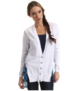 Just Cavalli Aphrodite Print Silk Cardigan Womens Long Sleeve Button Up (White)