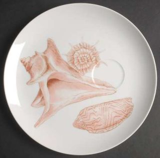 Fitz & Floyd Coquille Snack Plate, Fine China Dinnerware   Peach Shells, White B