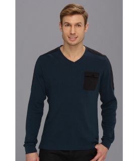 Calvin Klein Jeans L/S V Neck Thermal W/ Quilting Mens T Shirt (Blue)