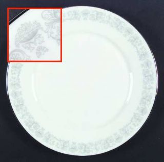 Oxford (Div of Lenox) Eventide Dinner Plate, Fine China Dinnerware   Gray Scroll