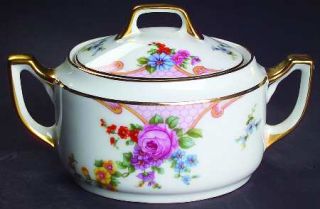 Epiag Bridal Rose (White Background) Sugar Bowl & Lid, Fine China Dinnerware   P