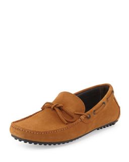 Pistillo Bow Slip On Suede Moccasin, Whiskey