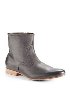 Puck Leather Ankle Boots   Grey