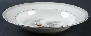 Narumi Silver Pine Rim Soup Bowl, Fine China Dinnerware   No#,Pinecones W/Gray N