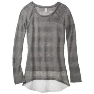 Xhilaration Juniors High Low Sweater with Crochet Trim   Gray XXL(19)