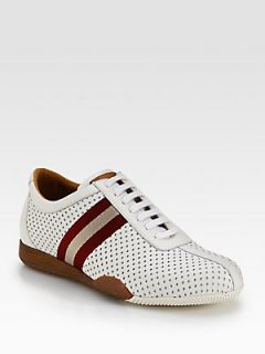 Bally Perforated Leather Sneakers   White