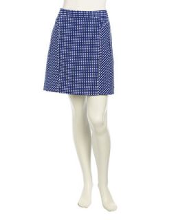 Straight Swiss Dot Skirt, Blue Beret