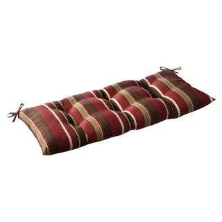 Pillow Perfect Outdoor Red/ Brown Stripe Tufted Loveseat Cushion (Red/brownPattern: StripeMaterials: 100 percent polyesterFill: 100 percent virgin polyester fiberClosure: Sewn seam Weather resistantUV protectedCare instructions: Spot clean Dimensions: 44 