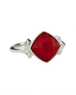 Small Crystal Haze Stud Ring, Size 7, Red